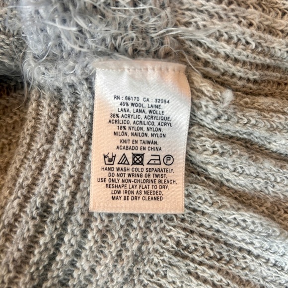 Sleeping On Snow Anthropologie Ruffled Fuzzy Sweater Gray SP Pullover Knit Wool - Picture 6 of 8